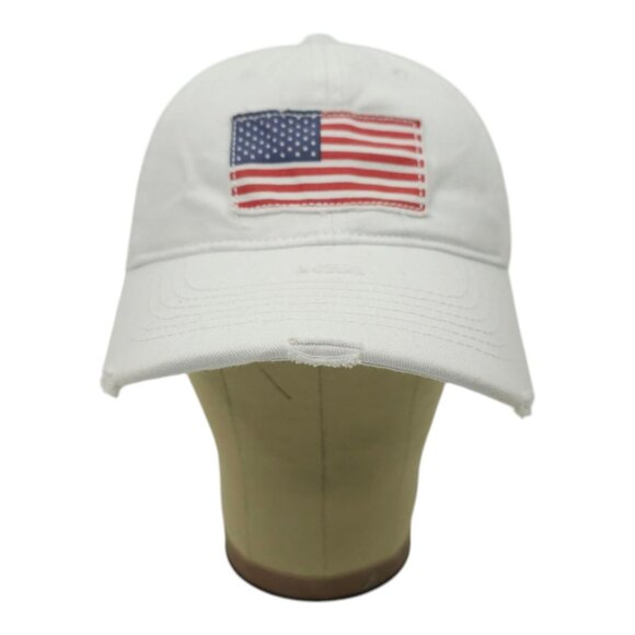 USA Flag Patch Distressed Tuck Strap Adjustable Cap Trucker Baseball Hat Icing - Picture 9 of 13